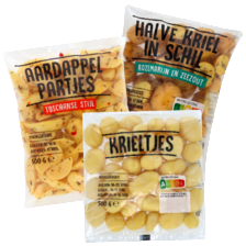 Mini krieltjes, aardappel partjes Toscaanse stijl of halve kriel in schil met rozemarijn en zeezout
